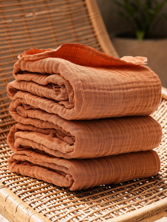Globne 4-Layer Pure Muslin Cotton Throw - Breathable Gauze Blanket for Sensitive Skin