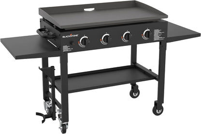 36" Gas Griddle Cooking Station 4 Burner Flat Top Gas Grill Propane Fueled Restaurant Grade Professional 36" Outdoor Griddle Station with Side Stands (1554)