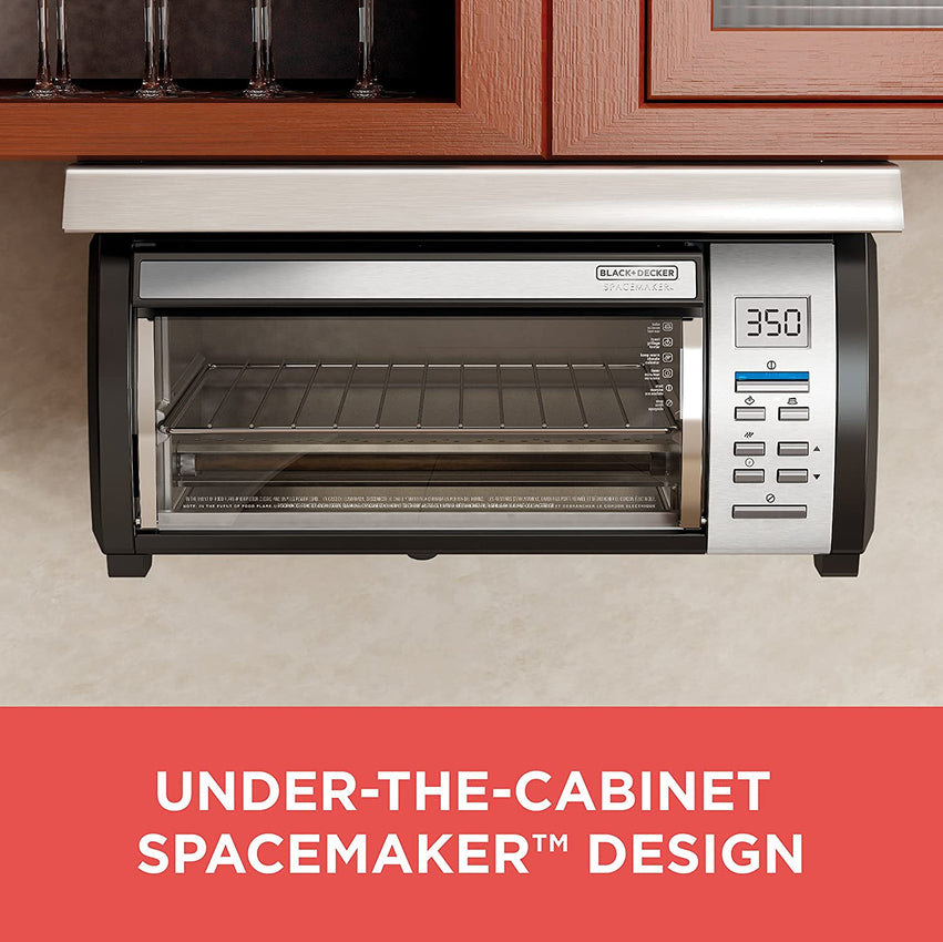 BLACK+DECKER SpaceMaker Under-Counter Toaster Oven, Digital Controls, Black/Stainless Steel, Fits 9 Pizza, TROS1000D