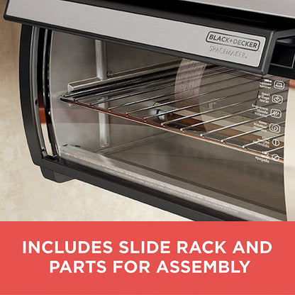BLACK DECKER SpaceMaker Under Counter Toaster Oven, Digital Controls, Black/Stainless Steel, Fits 9 Pizza or 4 Slices