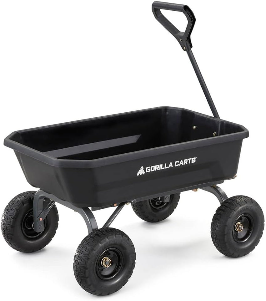 7GCG-NF Heavy-Duty Poly Dump Garden Cart with No-Flat Tires, 7 Cubic Feet, 1200-Pound Capacity, Black, Amazon Exclusive