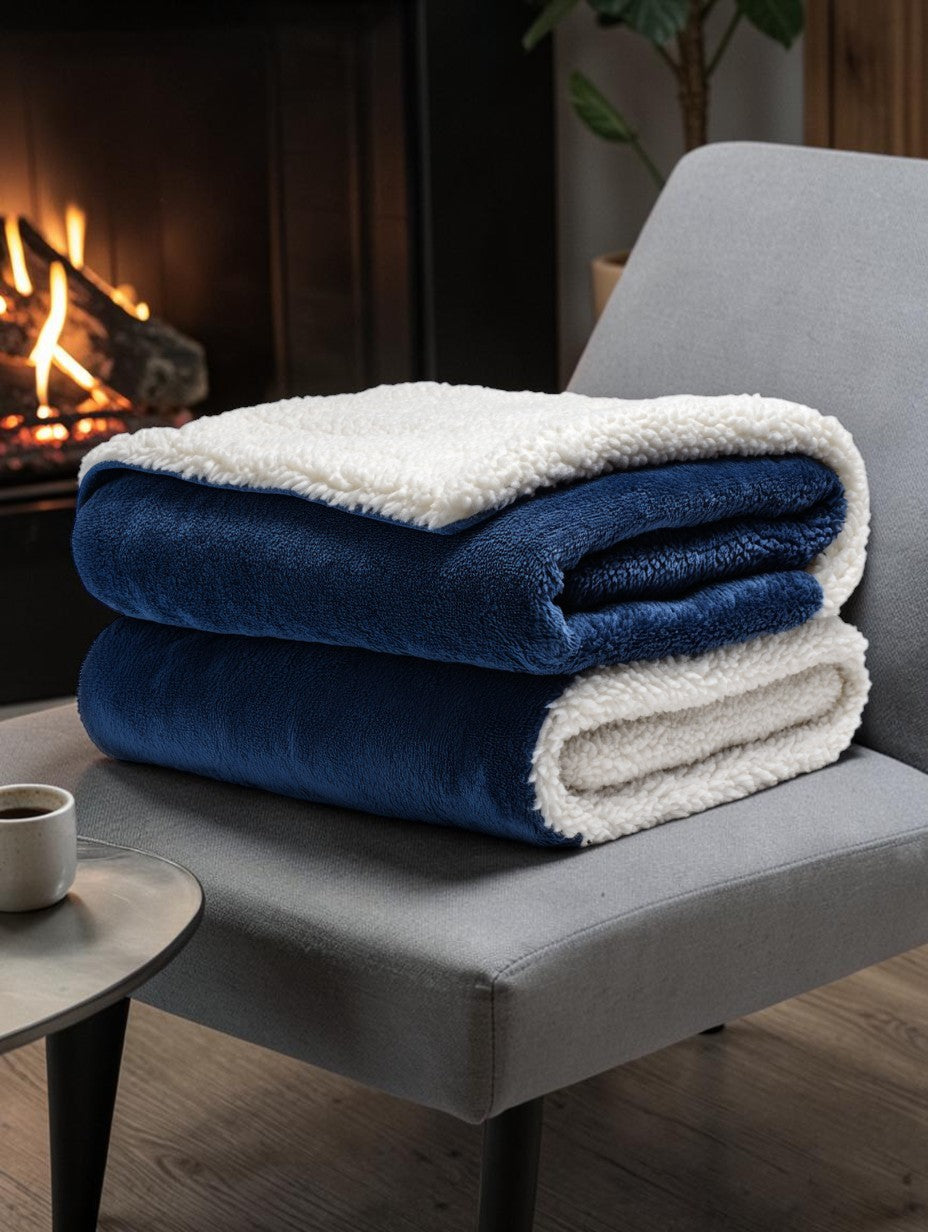 Globne Dual-Sided Sherpa Fleece Throw - Ultra-Soft Microfiber Reversible Blanket