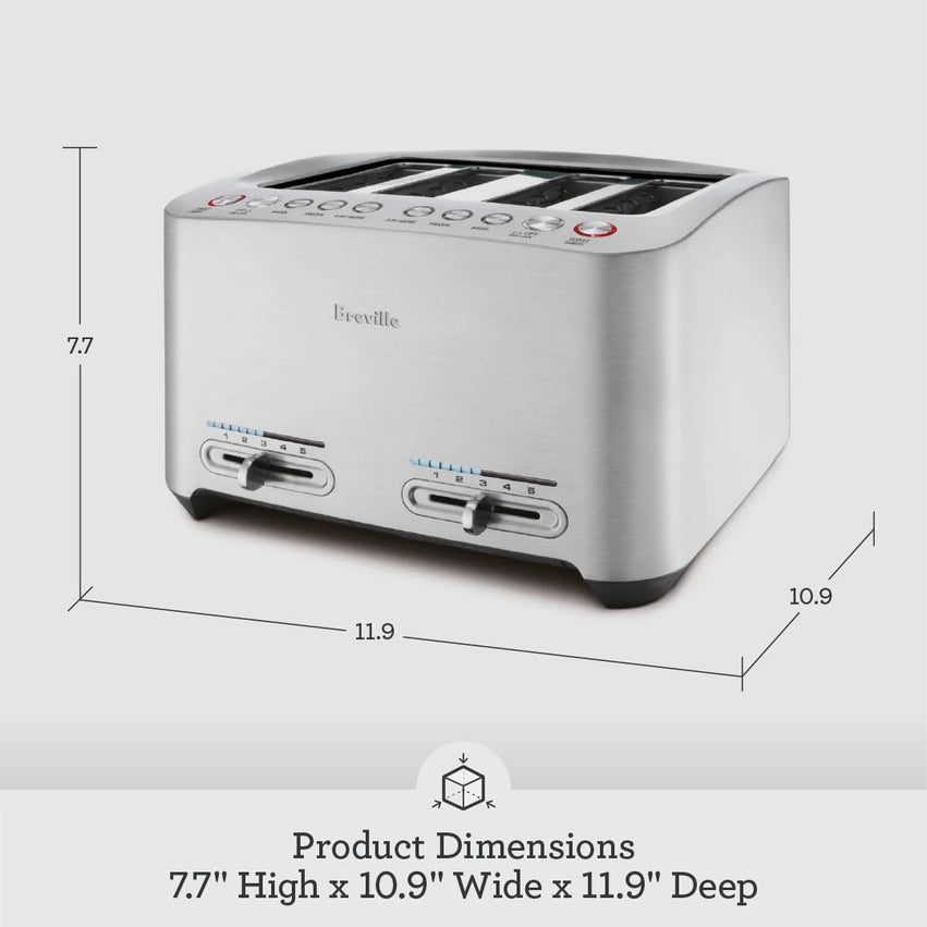 Breville Die-Cast Smart Toaster, 2-Slice, Brushed Stainless Steel