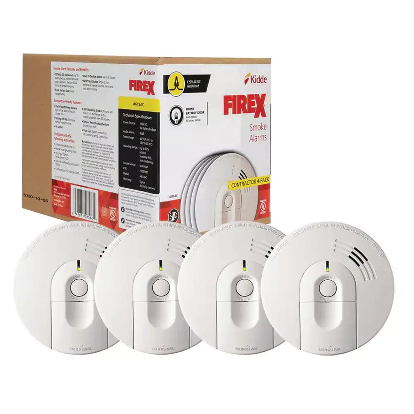 Pack Hardwired Smoke Alarm with Ionization Sensor, 120V AC, 9V Battery Backup