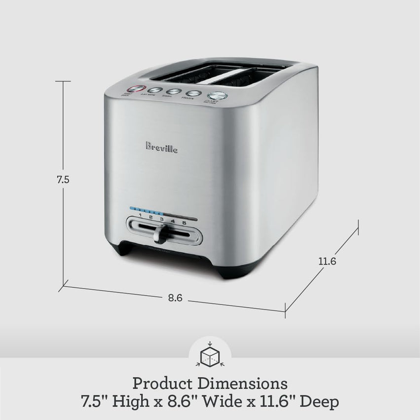 Breville Die-Cast Smart Toaster, 2-Slice, Brushed Stainless Steel