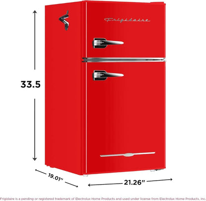 Frigidaire Retro Mini Fridge with Freezer & Side Bottle Opener-Small 2 Door Refrigerator for Office Bar or College Dorm Room-3.1 Cu Ft – 19”"D x 20.5" W x 33.5" H