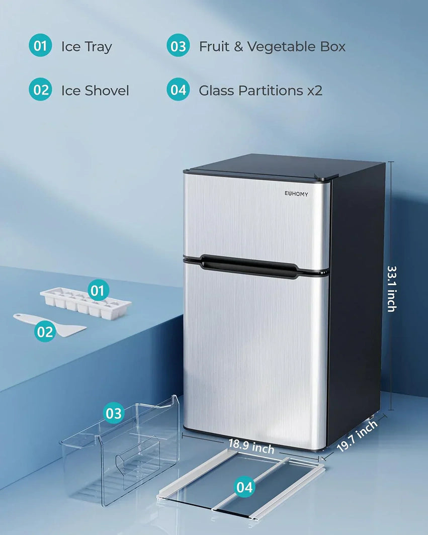 3.2 Cu.Ft Mini Fridge with Freezer 2-Door Compact Refrigerator for Bedroom, Dorm, Office or Apartment, Silver3.2 Cu.Ft Mini Fridge with Freezer 2-Door Compact Refrigerator for Bedroom, Dorm, Office or Apartment, Silver