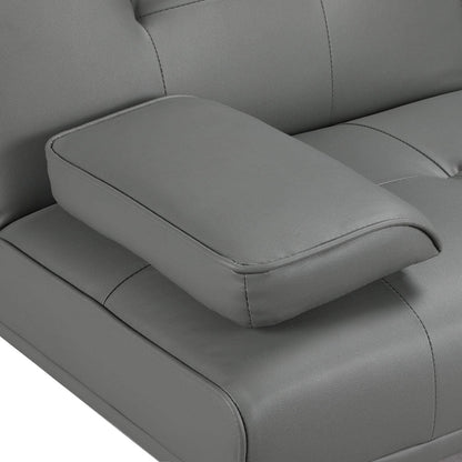 Yaheetech Convertible Sofa Bed Adjustable Couch Sleeper Modern Faux Leather Home Recliner Reversible Loveseat Folding Daybed Guest Bed, Removable Armrests, Cup Holders, 3 Angles, 772lb Capacity, Black