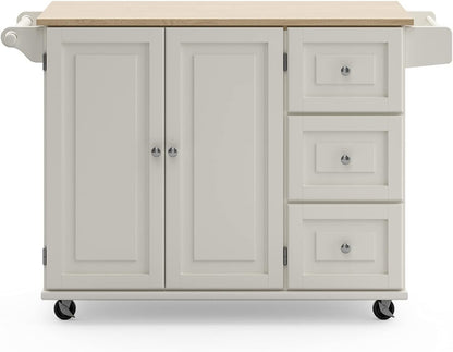 Homestyles Dolly Madison Mobile Kitchen Island Cart, Drop Leaf Breakfast Bar