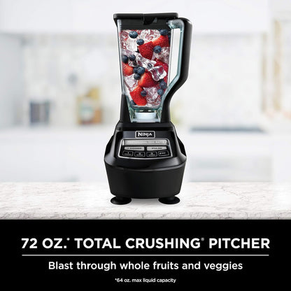 Ninja BL770 Mega Kitchen System, 1500W Blender & Processor, 72oz Pitcher, 64oz Bowl, 16oz To-Go Cups, Black