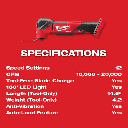 2836-21 M18 FUEL 18V Lithium-Ion Cordless Brushless Oscillating Multi-Tool Kit with one 5.0 Ah Battery, Charger and Tool Bag