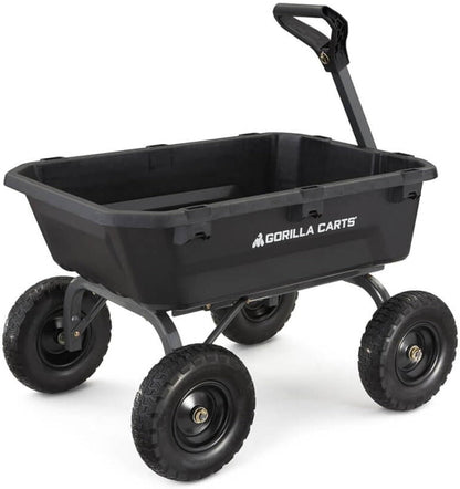 7GCG-NF Heavy-Duty Poly Dump Garden Cart with No-Flat Tires, 7 Cubic Feet, 1200-Pound Capacity, Black, Amazon Exclusive