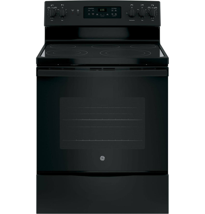 GE 30 Freestanding Electric Range, Black Dual-Element Cooktop, Convection Oven, Self-Cleaning